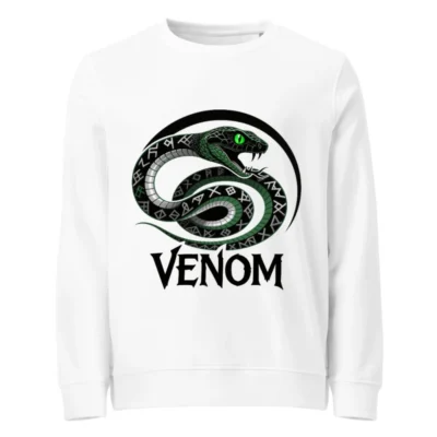 Unisex Organic Sweatshirt with Venom Snake Design - Eco-Friendly & Sustainable