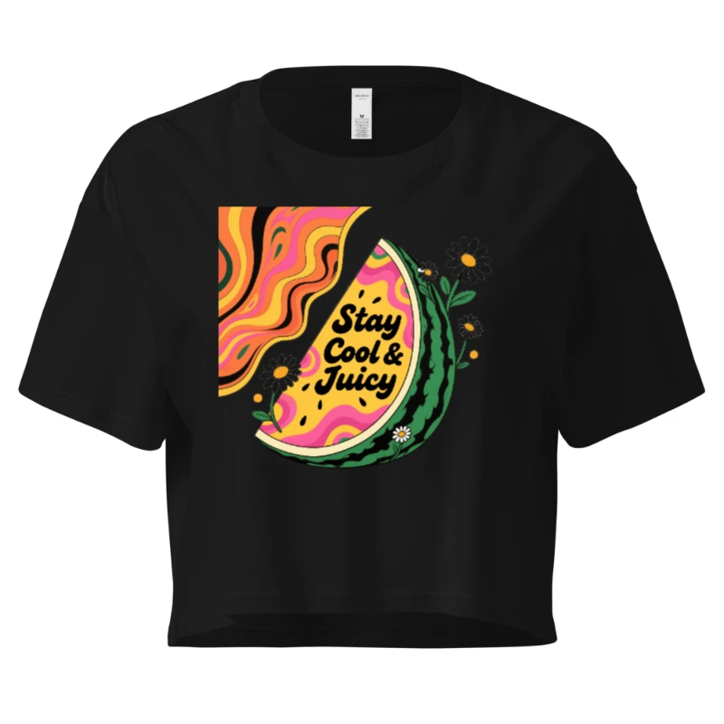 Women's Crop Top - Stay Cool & Juicy Watermelon Design, Short Sleeve