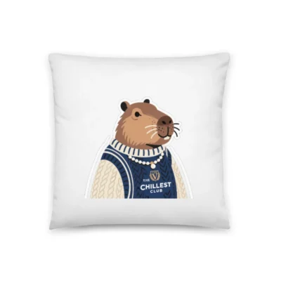 Capybara in Sweater - 18" x 18" Basic Pillow | The Chillest Club