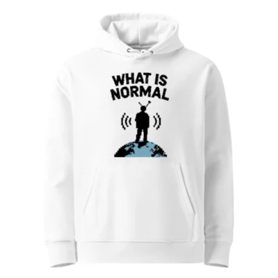 Unisex Eco Hoodie - What Is Normal? Earth Graphic, Sustainable Cotton Blend