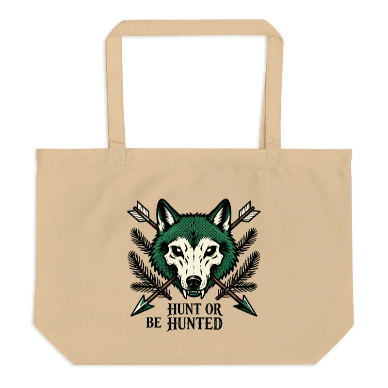 Organic Wolf Tote Bag | Hunt or Be Hunted | Large Eco-Friendly Canvas Tote