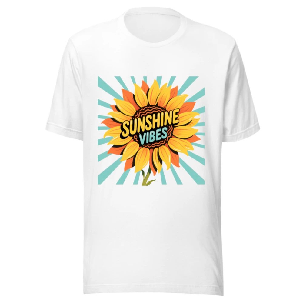 Sunshine Vibes Unisex T-Shirt - Bright Sunflower Graphic, Comfortable Staple Tee
