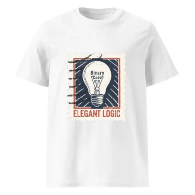 Unisex Organic Cotton T-Shirt | Elegant Logic Binary Code Light Bulb Design