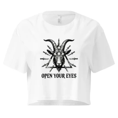 Women's Crop Top with Goat Head & Eye Symbol - Open Your Eyes Design