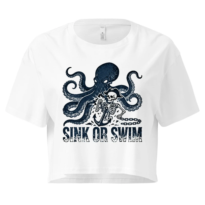 Women's Crop Top - Octopus & Skeleton Pirate Design | Sink or Swim
