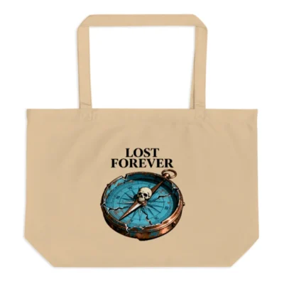 Lost Forever Compass Tote Bag - Large Organic Cotton Tote