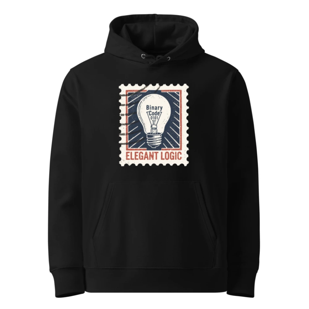 Elegant Logic Unisex Eco Hoodie | Binary Code Lightbulb Design
