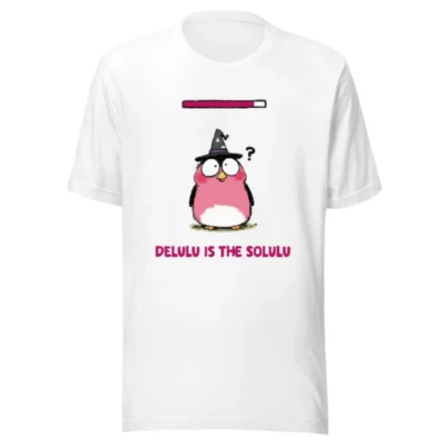Delulu is the Solulu Unisex Staple T-Shirt | Pink Witch Bird Design