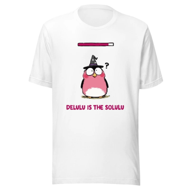 Delulu is the Solulu Unisex Staple T-Shirt | Pink Witch Bird Design