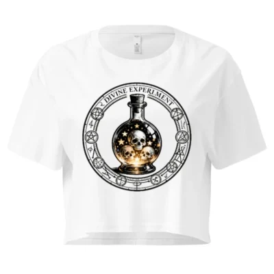 Divine Experiment Skull Crop Top - Women's Short Sleeve White T-Shirt