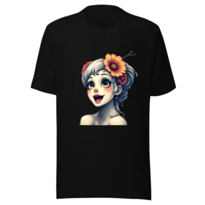 Unisex Staple T-Shirt with Floral Girl Illustration - Comfortable Cotton Tee