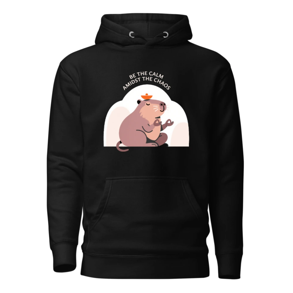 Unisex Premium Pullover Hoodie - Be the Calm Amidst the Chaos Capybara Design