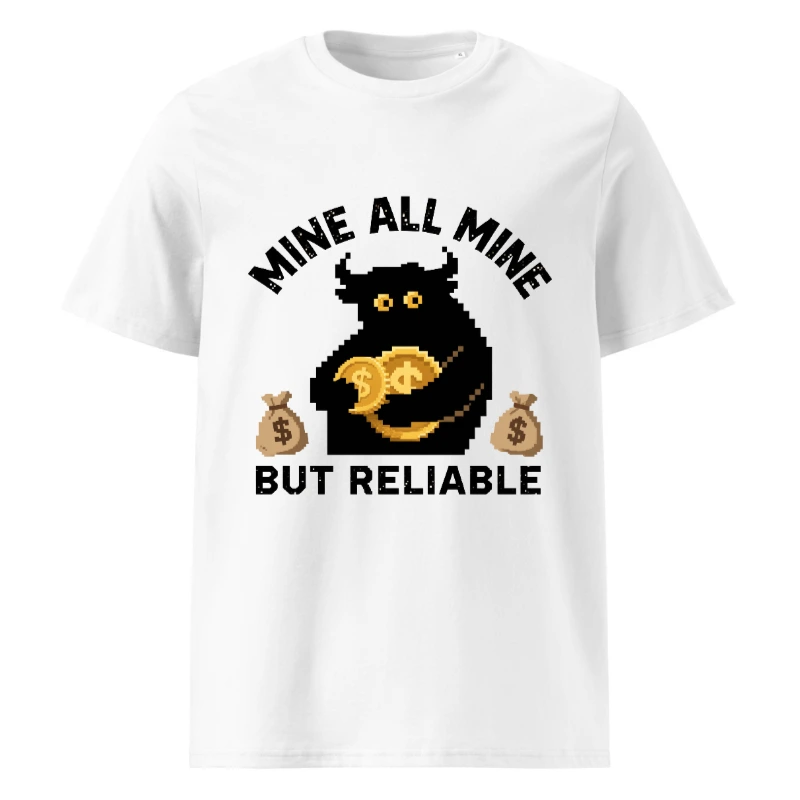 Mine All Mine But Reliable | Pixel Bull T-Shirt - Unisex Organic Cotton