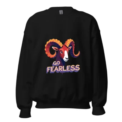 Go Fearless Ram Crew Neck Sweatshirt - Unisex Graphic Sweatshirt