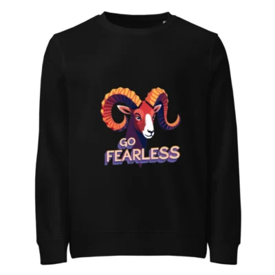 Unisex Organic Sweatshirt | Go Fearless Ram Graphic - Eco-Friendly & Comfortable