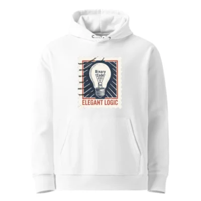 Elegant Logic Unisex Eco Hoodie | Binary Code Lightbulb Design