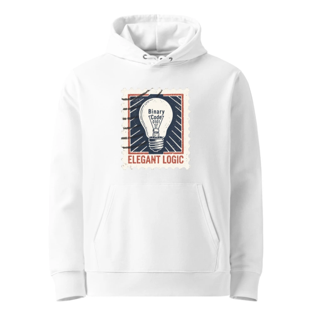 Elegant Logic Unisex Eco Hoodie | Binary Code Lightbulb Design