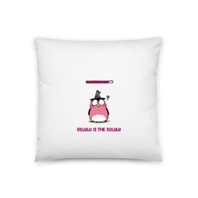 Delulu is the Solulu - Pink Wizard Owl Pillow 18"x18" | Cute Cartoon Decorative Cushion
