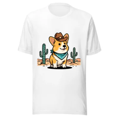 Unisex Cowboy Corgi T-Shirt - Western Dog Graphic Tee for Men & Women
