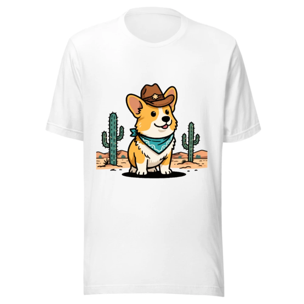 Unisex Cowboy Corgi T-Shirt - Western Dog Graphic Tee for Men & Women