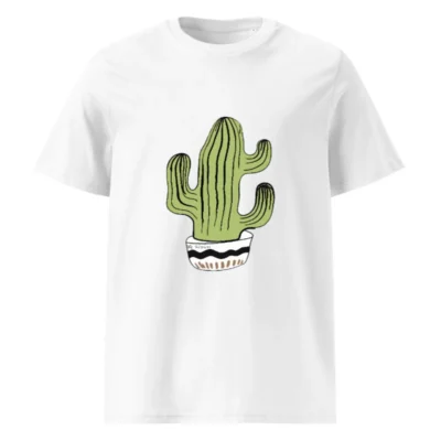 Unisex Organic Cotton T-Shirt with Cactus Illustration - Eco-Friendly, Comfortable