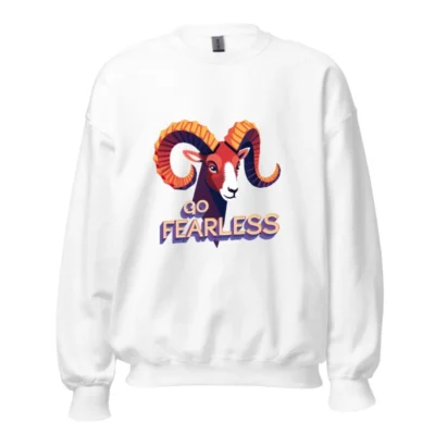 Go Fearless Ram Crew Neck Sweatshirt - Unisex Graphic Sweatshirt