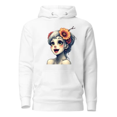 Unisex Premium Pullover Hoodie with Floral Girl Art - Comfortable & Stylish