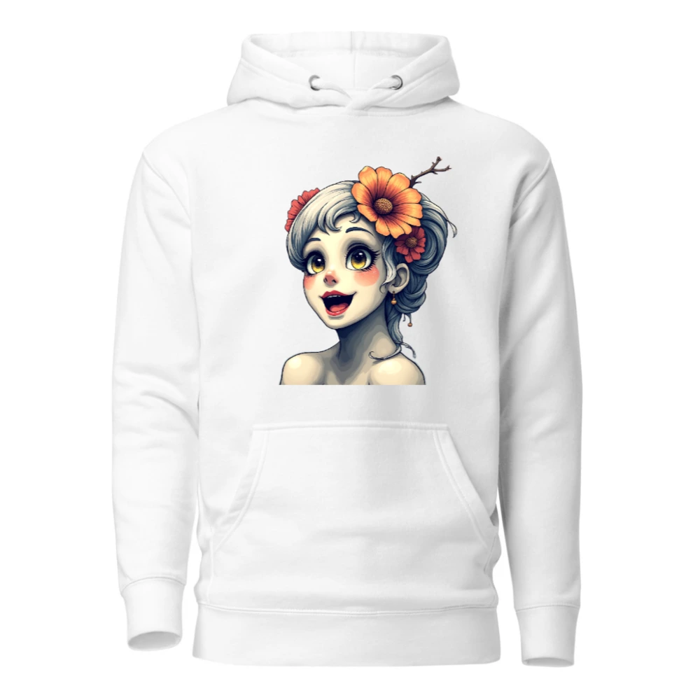 Unisex Premium Pullover Hoodie with Floral Girl Art - Comfortable & Stylish