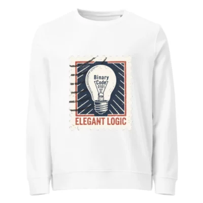 Unisex Organic Sweatshirt | Elegant Logic Binary Code Light Bulb Design