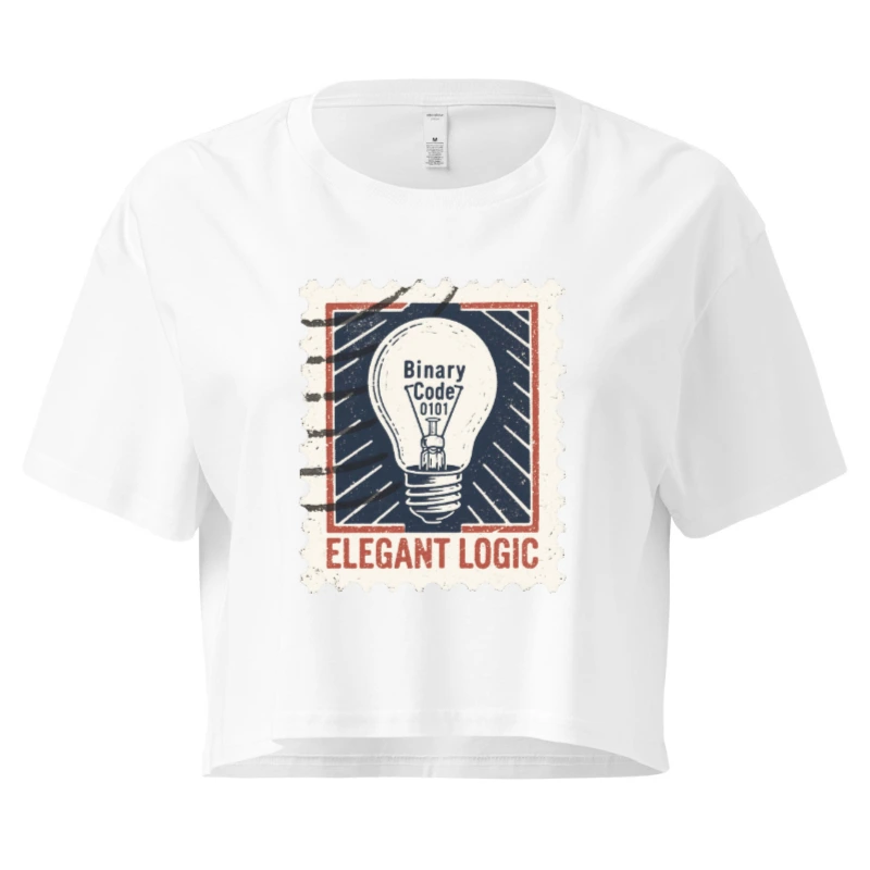 Women's Crop Top - Elegant Logic Light Bulb Binary Code Design
