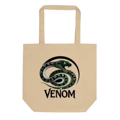Eco Oyster Tote Bag - Venom Snake Design, Sustainable Cotton Tote