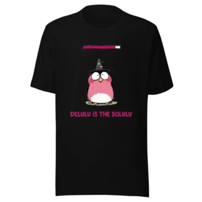 Delulu is the Solulu Unisex Staple T-Shirt | Pink Owl Wizard Design