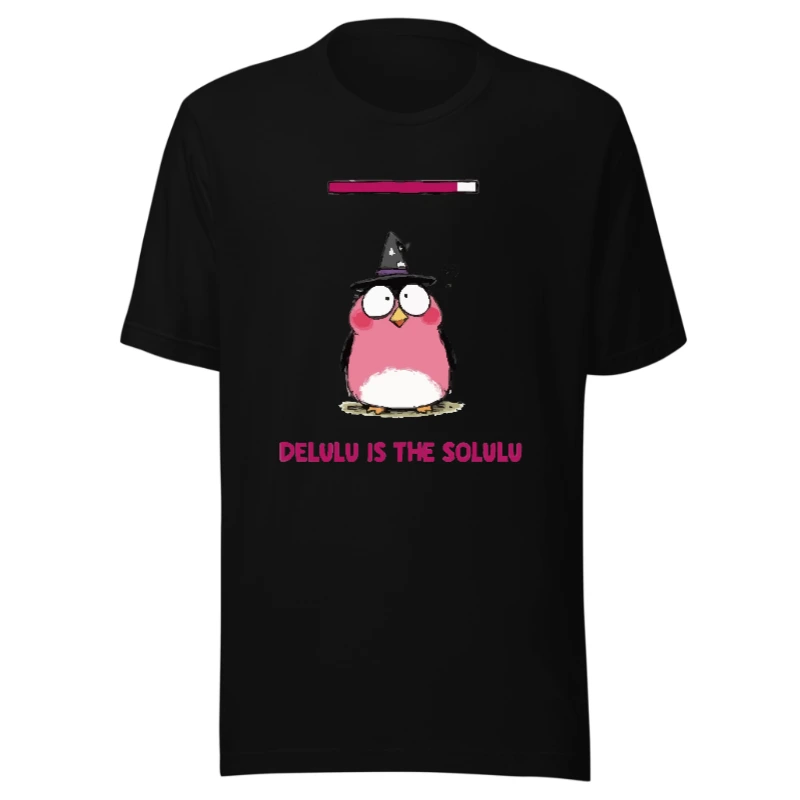 Delulu is the Solulu Unisex Staple T-Shirt | Pink Owl Wizard Design