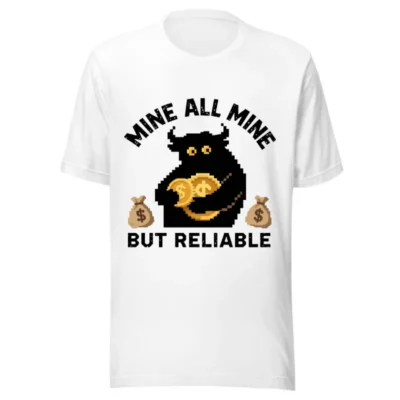 Mine All Mine But Reliable Unisex T-Shirt - Pixel Bull with Coins & Bags