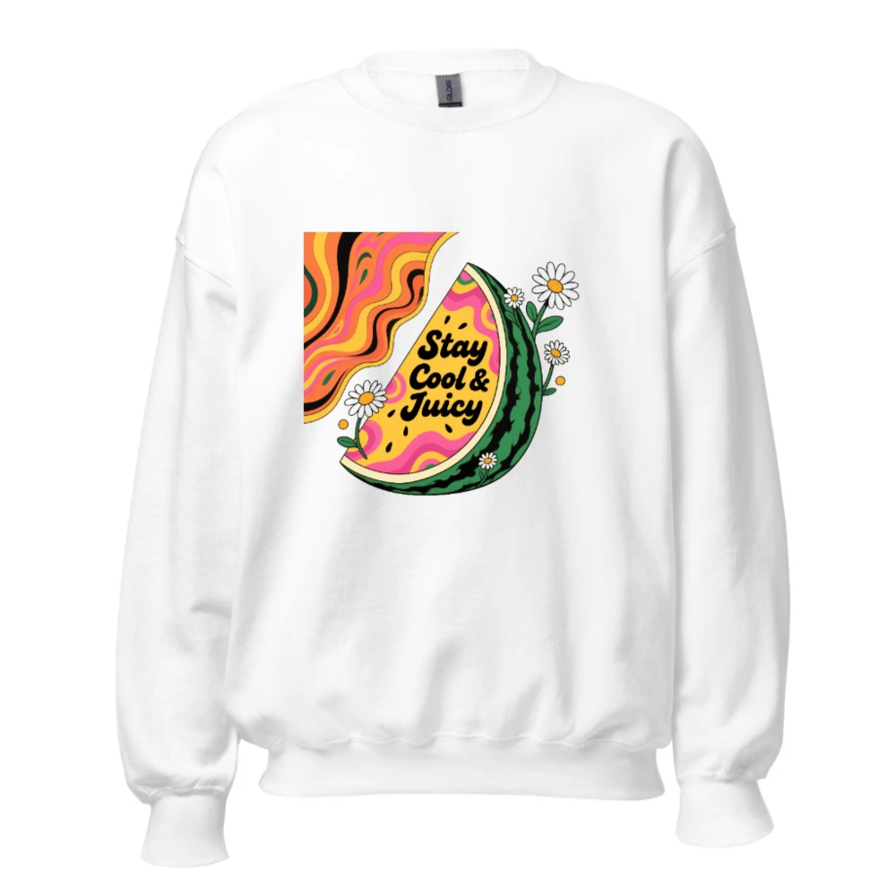 Unisex Watermelon Sweatshirt - Stay Cool & Juicy, Psychedelic Slice Design