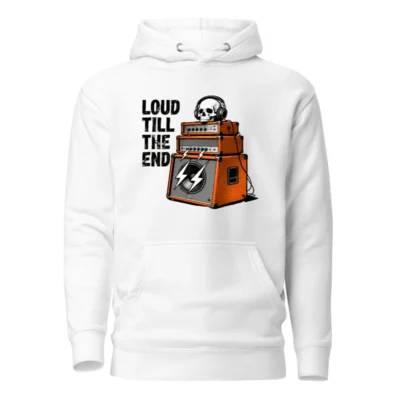 Loud Till The End Unisex Hoodie - Skull & Amps Graphic Sweatshirt