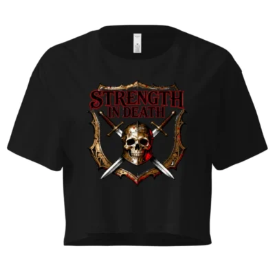 Women's Crop Top - Strength in Death Skull & Swords Graphic Tee