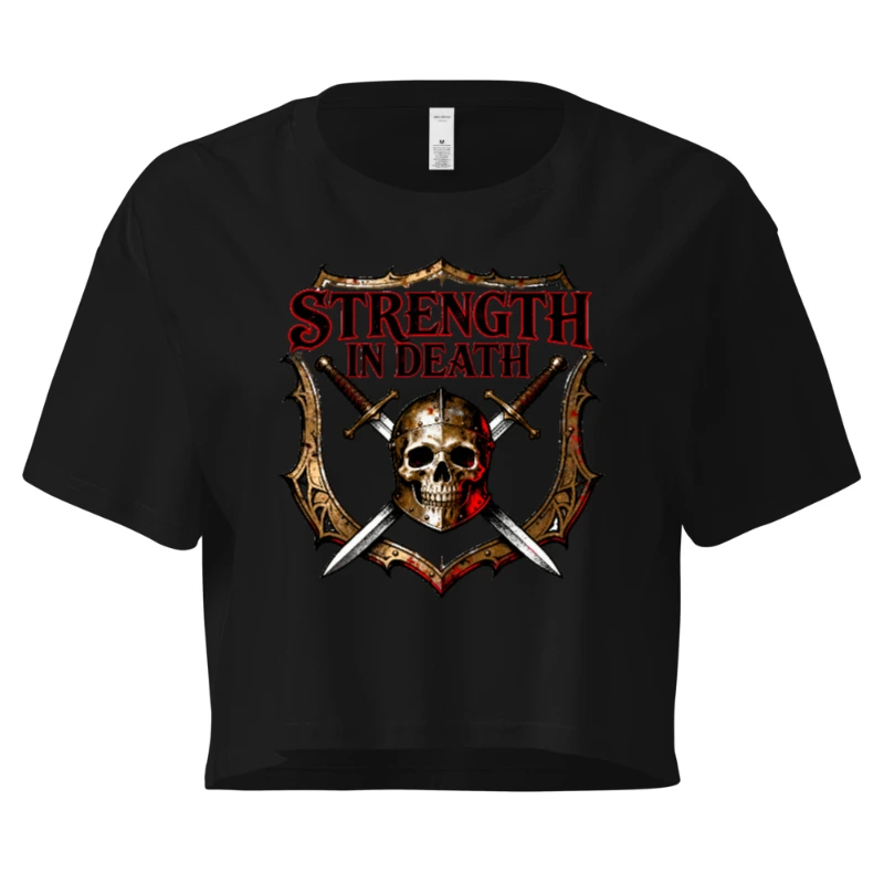 Women's Crop Top - Strength in Death Skull & Swords Graphic Tee