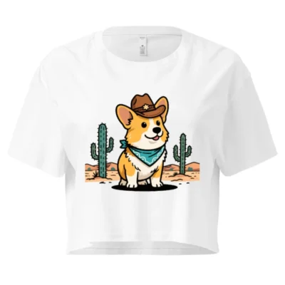 Cowboy Corgi Women's Crop Top - Western Style Short Sleeve T-Shirt