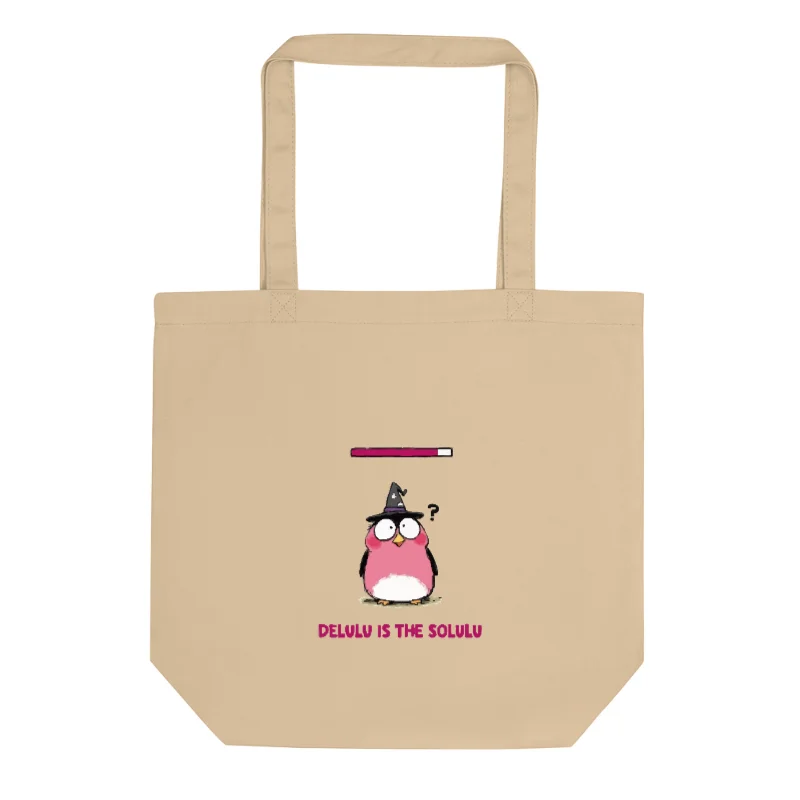 Eco Oyster Tote Bag | Sustainable Cotton Tote with Delulu the Wizard Bird Design