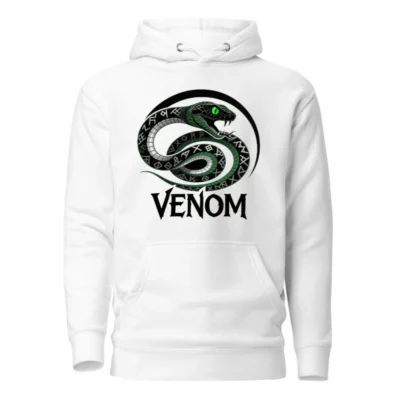 Venom Snake Unisex Premium Pullover Hoodie - Green Eye Scaled Design