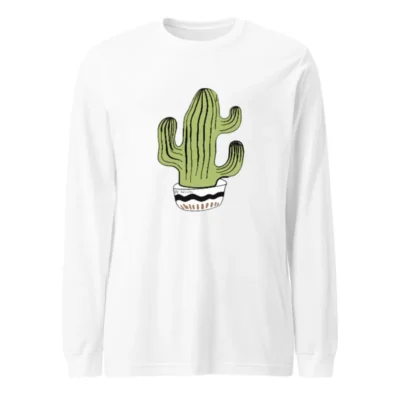 Unisex Cactus Plant Long Sleeve Tee - Green Succulent Design, Comfortable Casual Wear