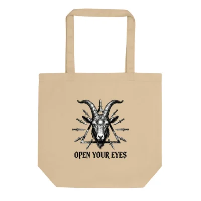 Eco Oyster Tote Bag | Goat Head with Daggers & Third Eye | Open Your Eyes