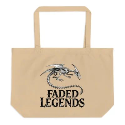 Faded Legends Dragon Skeleton Organic Tote Bag - Large Eco-Friendly Canvas