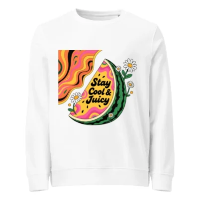 Unisex Organic Sweatshirt | Stay Cool & Juicy Watermelon Design