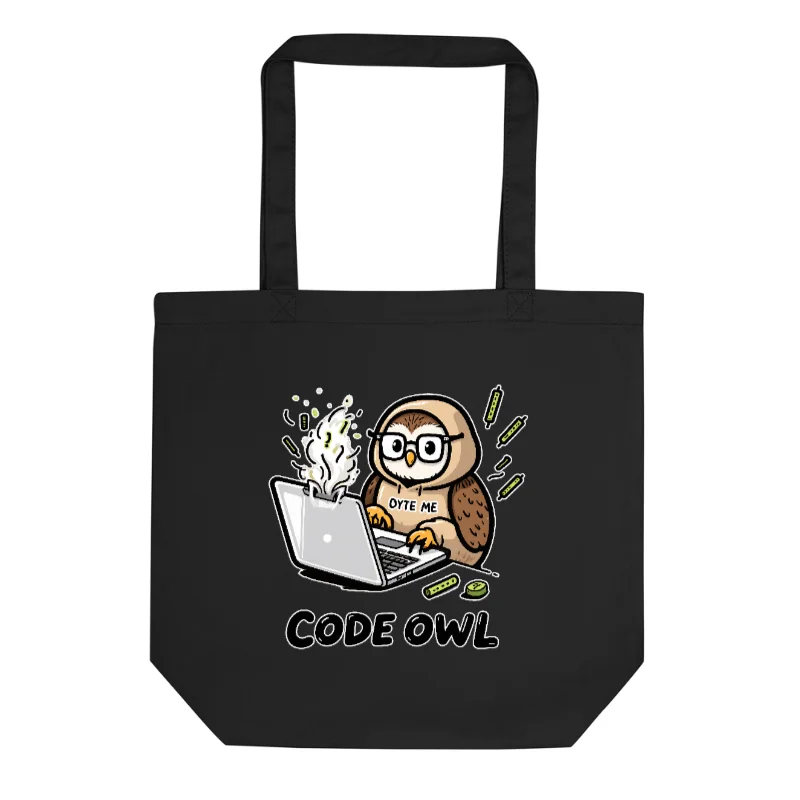 Eco Black Tote Bag | Code Owl Design | Sustainable Cotton Tote