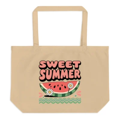 Large Organic Tote Bag | Sweet Summer Watermelon Design