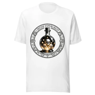 Divine Experiment T-Shirt | Unisex Staple Tee with Skull & Alchemy Bottle Design