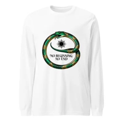 Green & Gold Ouroboros Long Sleeve Tee - 'No Beginning No End' Unisex Shirt