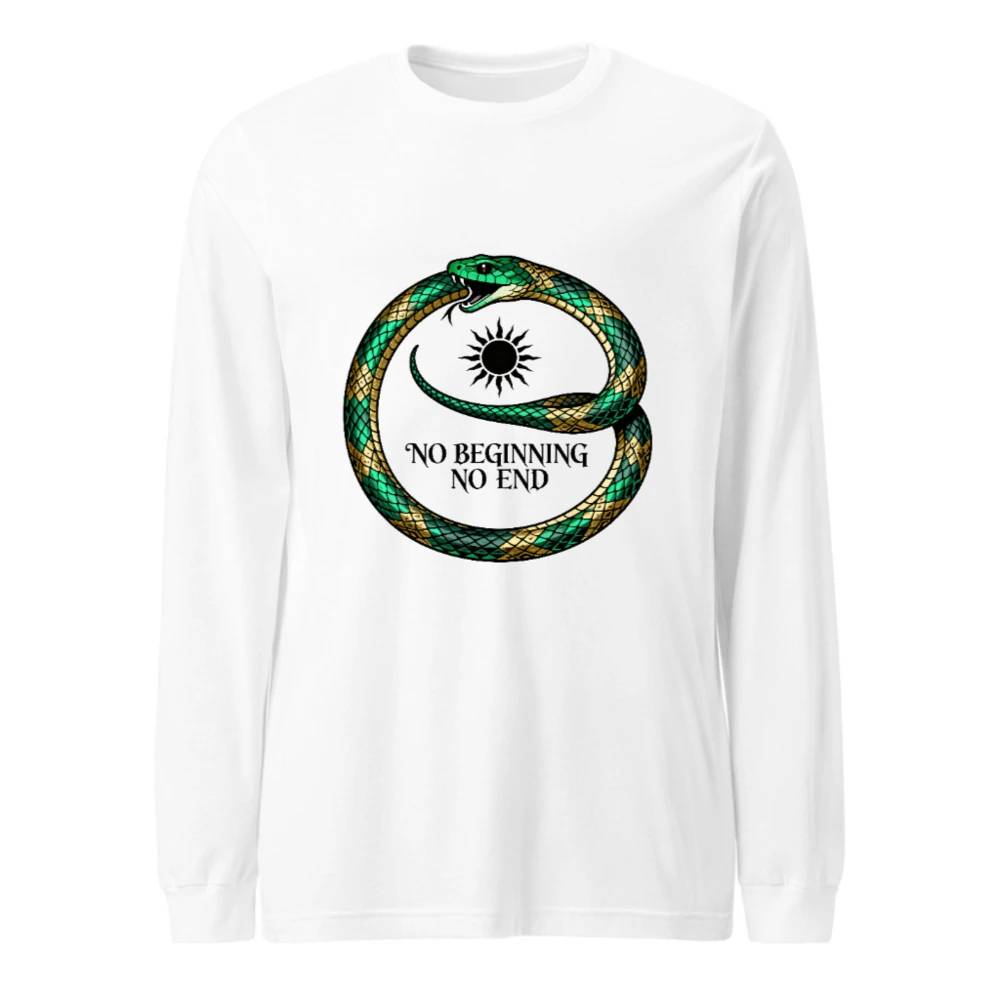 Green & Gold Ouroboros Long Sleeve Tee - 'No Beginning No End' Unisex Shirt